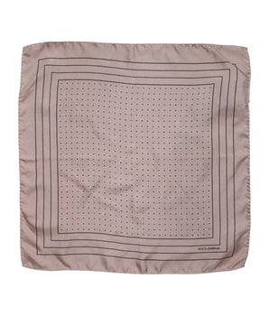 Dolce & Gabbana Beige Dotted Silk Square Men Foulard Scarf