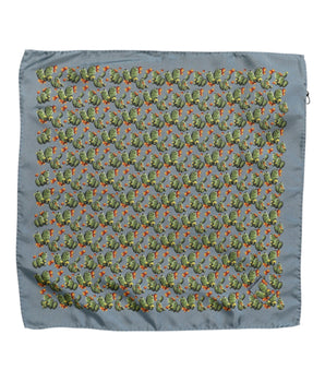 Dolce & Gabbana Gray Green Cactus Print Square Foulard Scarf