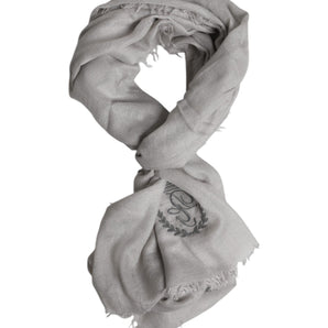 Dolce & Gabbana Gray DG Crown Neck Warmer Wrap Shawl Scarf