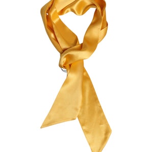 Dolce & Gabbana Yellow Satin Silk Skinny Foulard Wrap Scarf
