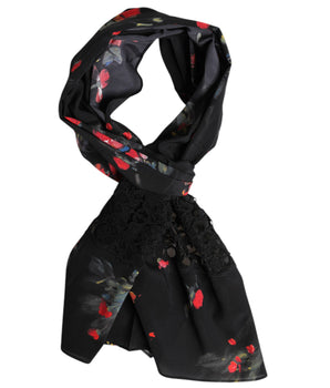 Bufanda envolvente y calentador de cuello con estampado floral negro de Dolce &amp; Gabbana