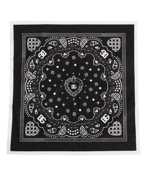 Dolce & Gabbana Black White Bandana Square Men Foulard Scarf