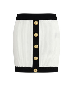 Balmain White Viscose Mini Skirt