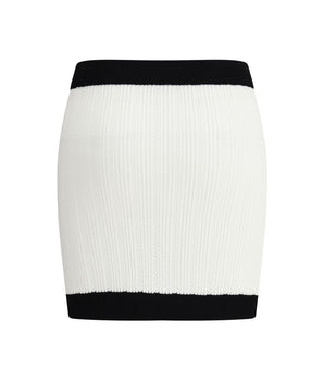 Balmain White Viscose Mini Skirt