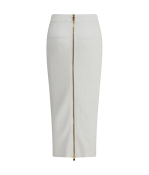 Balmain White Viscose Midi Skirt