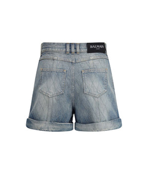 Balmain Light Blue Cotton Bermuda Shorts