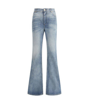 Balmain Blue Cotton Flared Jeans