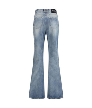 Balmain Blue Cotton Flared Jeans