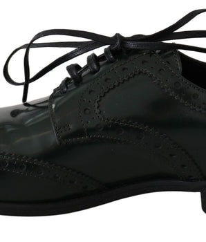 Dolce & Gabbana Elegant Green Brogues Oxford Wingtip Flats Dolce & Gabbana 