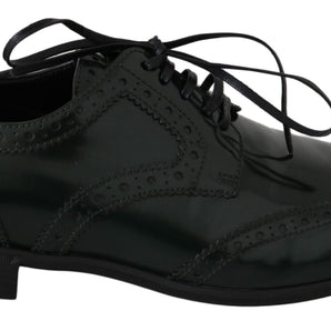 Dolce & Gabbana Elegant Green Brogues Oxford Wingtip Flats Dolce & Gabbana 