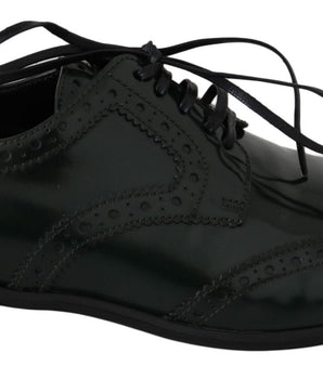 Dolce & Gabbana Elegant Green Brogues Oxford Wingtip Flats Dolce & Gabbana 