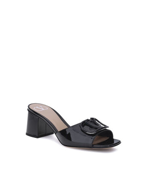Valentino Garavani Black Calf Leather Bos Taurus Sandals