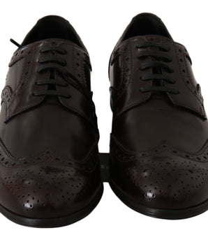 Dolce & Gabbana Elegant Brown Leather Oxford Flats Dolce & Gabbana 