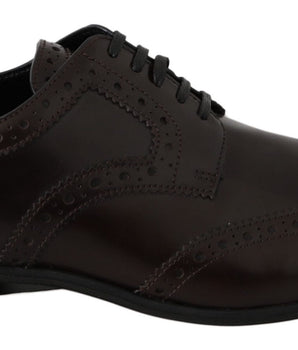 Dolce & Gabbana Elegant Brown Leather Oxford Flats Dolce & Gabbana 