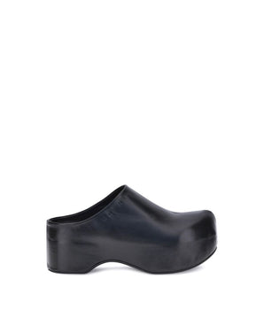 Marni Black Calf Leather Bos Taurus Clogs