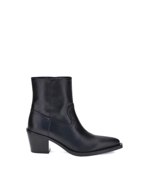 Stuart Weitzman Black Calf Leather Bos Taurus Ankle Boots