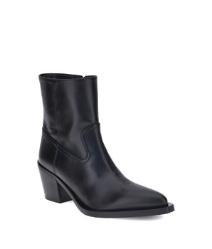 Stuart Weitzman Black Calf Leather Bos Taurus Ankle Boots