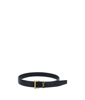 Saint Laurent Black Calf Leather Bos Taurus Regular Belt