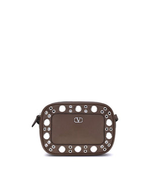 Valentino Garavani Brown Calf Leather Bos Taurus Shoulder Bag