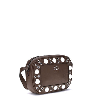 Valentino Garavani Brown Calf Leather Bos Taurus Shoulder Bag