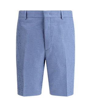 Fendi Light Blue Linen Bermuda Shorts