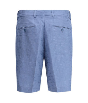 Fendi Light Blue Linen Bermuda Shorts