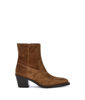 Stuart Weitzman Brown Calf Leather Bos Taurus Ankle Boots