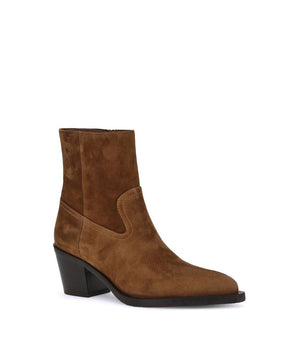 Stuart Weitzman Brown Calf Leather Bos Taurus Ankle Boots