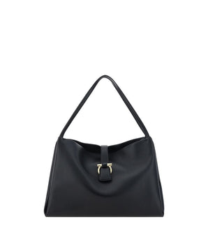 Ferragamo Black Calf Leather Bos Taurus Handbag