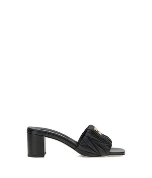 Miu Miu Black Lamb Ovis Aries Aries Stiletto Heel Sandals