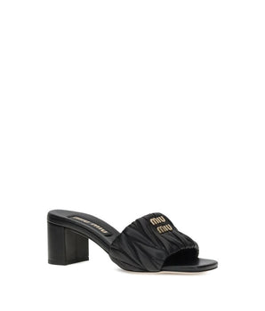 Miu Miu Black Lamb Ovis Aries Aries Stiletto Heel Sandals