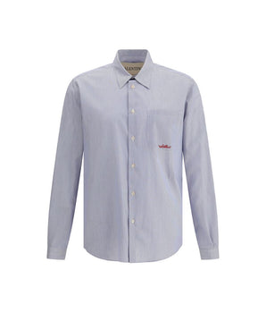 Valentino Blue Cotton Pattern Shirt