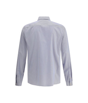 Valentino Blue Cotton Pattern Shirt