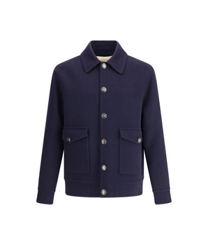 Valentino Blue Fleece Wool Coat