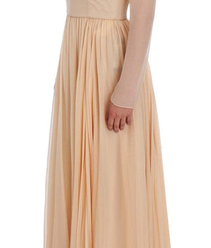 Dolce & Gabbana Elegant Beige Silk Full Length Sheath Dress Dolce & Gabbana 