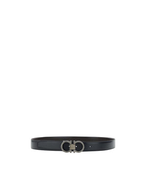 Ferragamo Black Calf Leather Bos Taurus Regular Belt