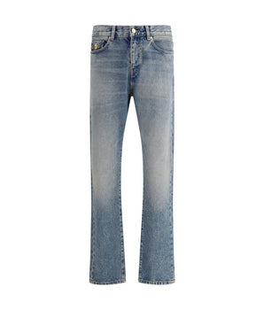 Versace Blue Cotton Straight-Leg Jeans