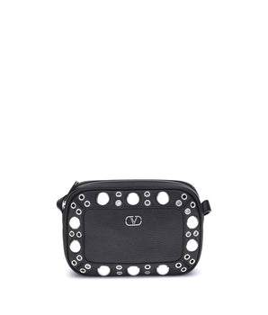 Valentino Garavani Black Calf Leather Bos Taurus Shoulder Bag