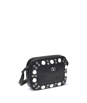 Valentino Garavani Black Calf Leather Bos Taurus Shoulder Bag