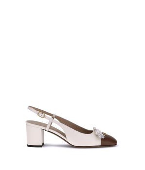 Valentino Garavani White Calf Leather Bos Taurus Mid Heel Pumps
