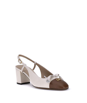 Valentino Garavani White Calf Leather Bos Taurus Mid Heel Pumps