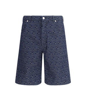 Fendi Blue Cotton Bermuda Shorts