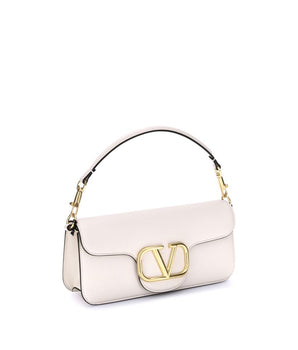 Valentino Garavani White Calf Leather Bos Taurus Shoulder Bag