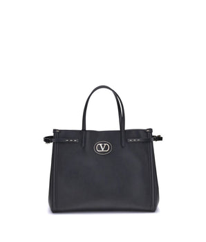 Valentino Garavani Black Calf Leather Bos Taurus Shoulder Bag