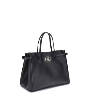 Valentino Garavani Black Calf Leather Bos Taurus Shoulder Bag