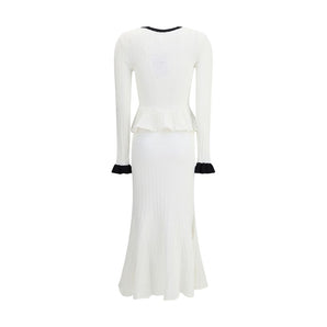 Self-Portrait Pointelle Knit Long Dress