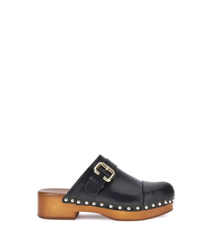 Chloé Black Calf Leather Bos Taurus Clogs