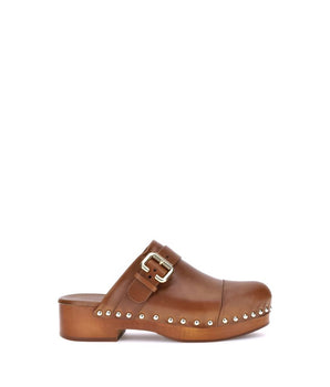 Chloé Brown Calf Leather Bos Taurus Clogs