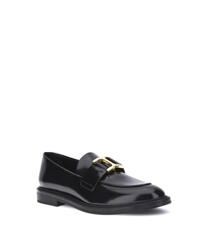 Chloé Black Calf Leather Bos Taurus Slip-On Loafers