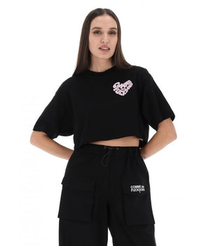 Comme Des Fuckdown Black Cotton Women T-Shirt